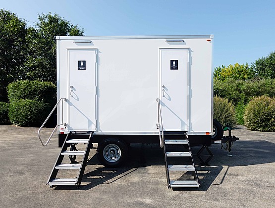 Vortex Trailers restroom trailers parked and ready for delivery